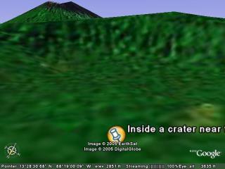 Inside a crater near that volcano