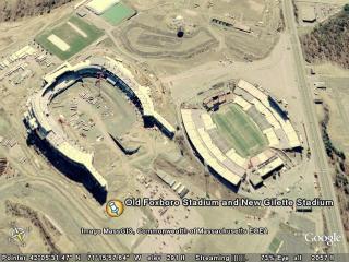 Old Foxboro Stadium and New Gilette Stadium
